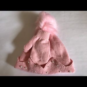 Brand new Laura Ashley girl winter hat with faux fur pompon